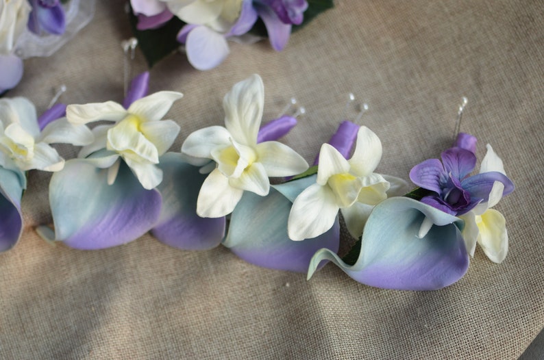 Turquoise Purple Boutonnieres Calla Lily Groom Groomsman | Etsy