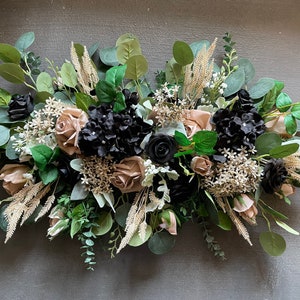 Dark Beige And Black Arch Flowers, Faux Flowers Archway Flowers, Fall Flowers Garland, Real touch Faux Flowers