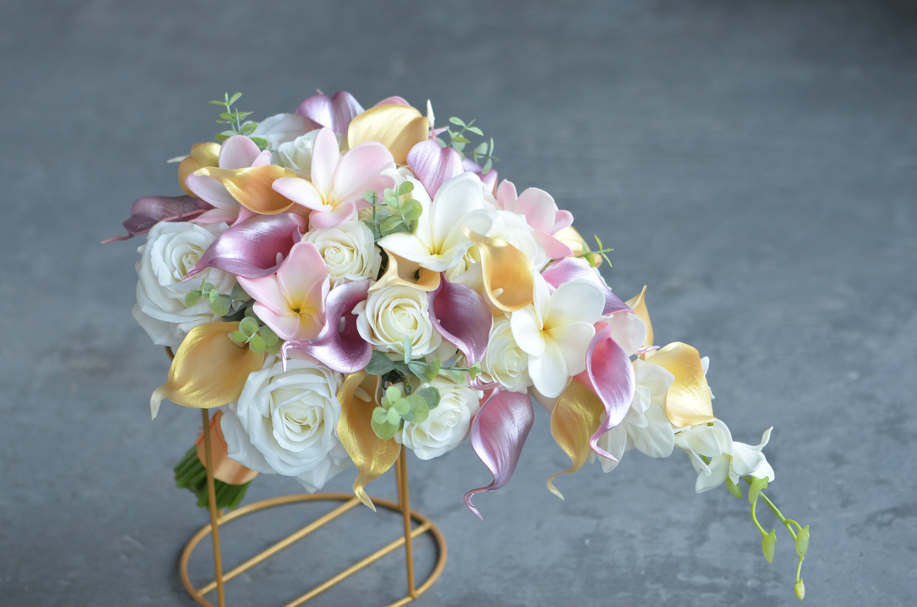 Rose Gold Wedding Bouquet Gold Bridal Bouquet Real Touch Etsy