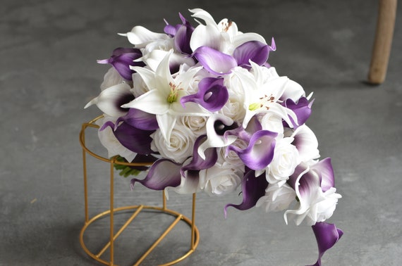Calla Viola Corsage Da Ballo Con Calla Viola Bouquet Da Sposa Rustici Viola In