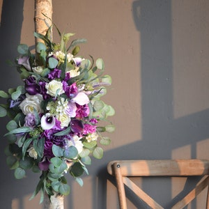 Purple Wedding Archway Flower, Purple Wedding Corner Swag, Purple Wedding Backdrop, Wedding Arch Flowers Decor
