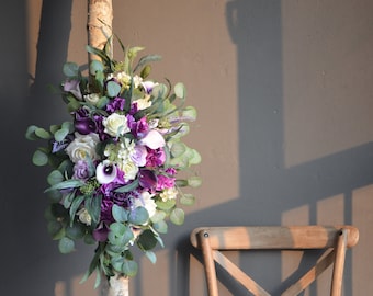 Purple Wedding Archway Flower, Purple Wedding Corner Swag, Purple Wedding Backdrop, Wedding Arch Flowers Decor