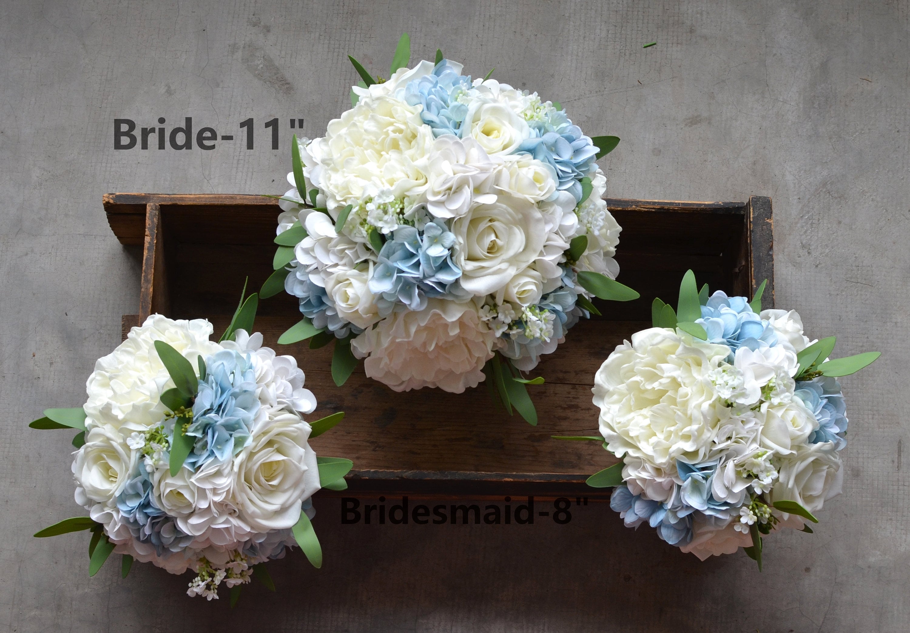 Ivory Blue Bridal Bouquets, Rustic Silk Bridal Bouquets, Blue Hydrangeas ,  Ivory White Roses, Light Blue Bouquets, Boutonnieres - Etsy Sweden, image size:3000x2087