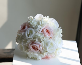 Meldel Bouquet da sposa per damigella d'onore, set di 6, bouquet da sposa artificiale di rosa finta, bouquet di fiori di Gypsophila