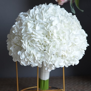 Faux Cremeweiße Hortensie Hochzeit Bouquet, Real Touch Hortensien, Künstliche Blumen Brautstrauß, Handgefertigte Wohnkultur, Weiße Boutonniere