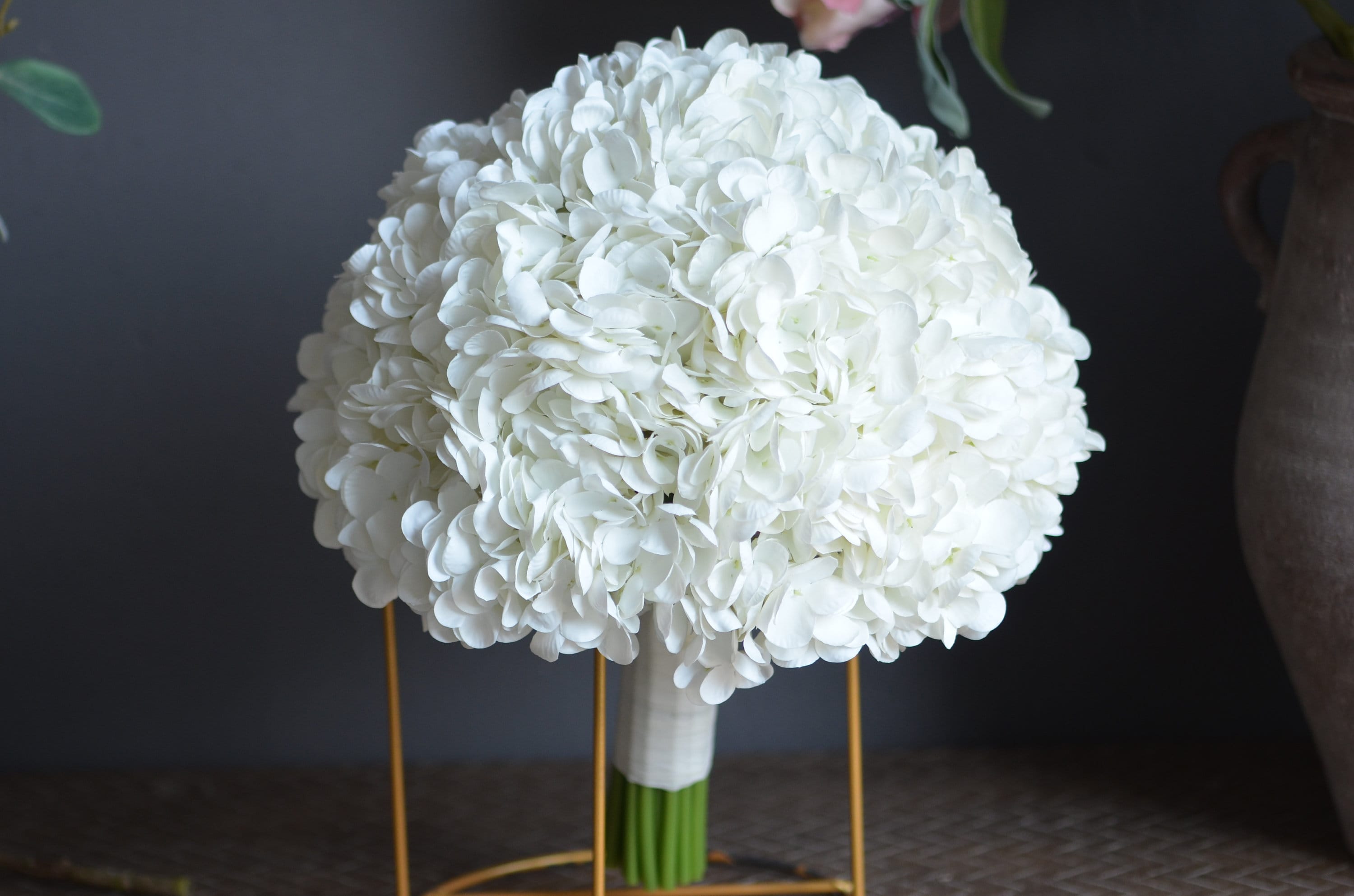 Faux Cream White Hydrangea Bouquet