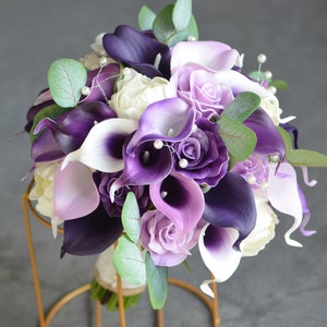 Purple Bridal Bouquet, Lavender Rustic Lilac Silk Bridal Bouquet, Lilac ...