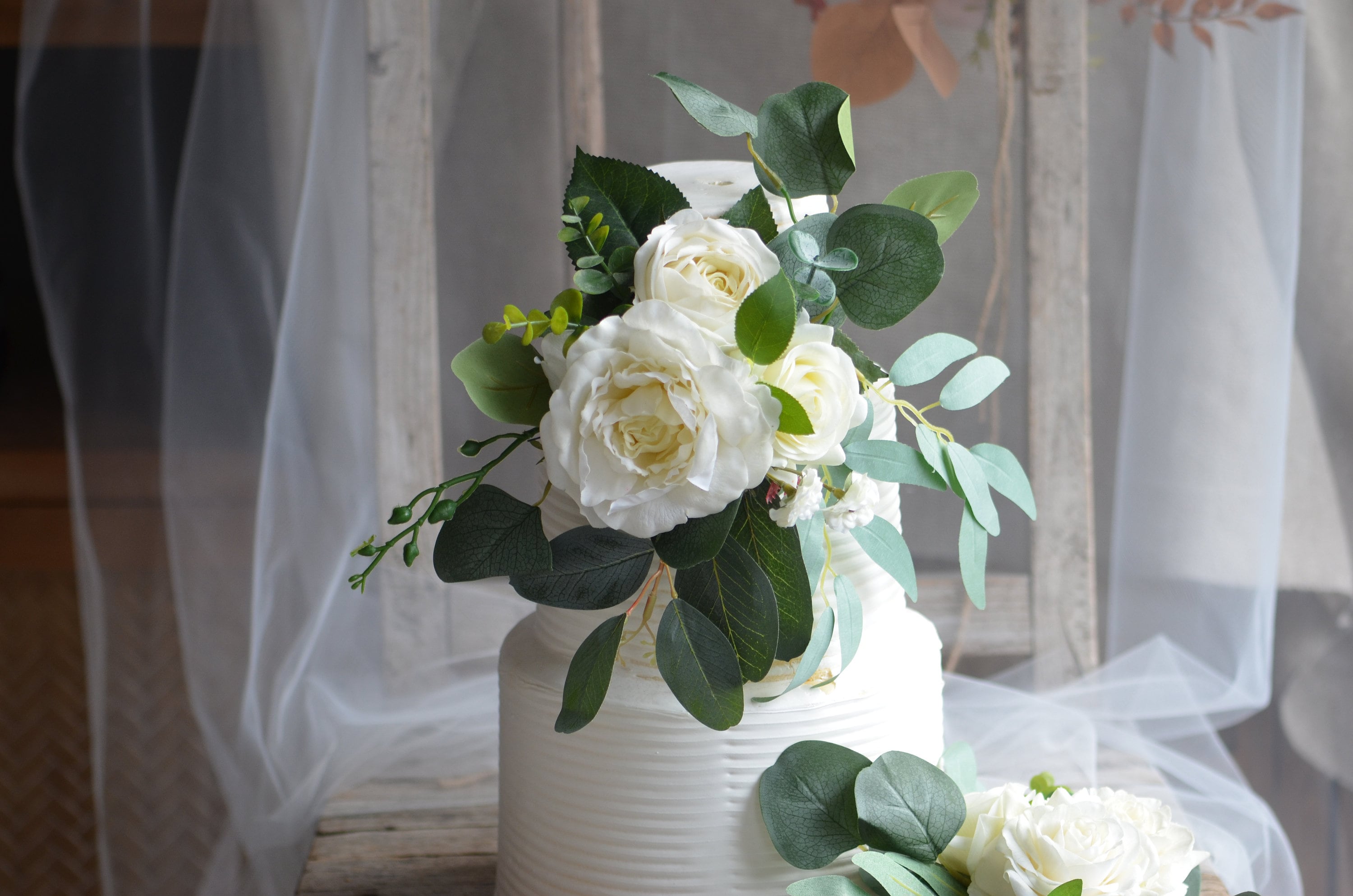 Fake White Rose Cake Topper Flowers for Wedding Ivory Cake Etsy