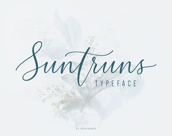 Suntruns Typeface, Font, Digital font, Calligraphy, Script Font, Handwritten font, Wedding font, Brush font,Modern font. Instant download