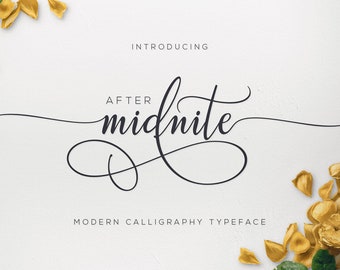 After Midnite Font, Hand lettering Font, Calligraphy, Brush Font, Quote Font, Wedding Font, Blogger Font, Swirly Font, Digital Download Font