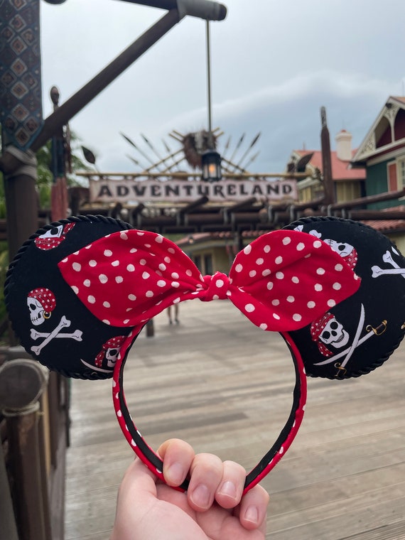 Disney Blue Pirate Minnie Ears with Red Polka Dot Bow Disney Cruise Mickey Ears! - Etsy main image 3