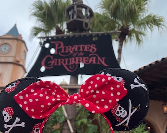 Oreilles de souris de pirate, croisière Disney, nuit de pirates, pirates des caraïbes, Adventureland, oreilles de Minnie Mickey, pour femme, pour ado