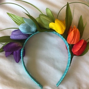 Rainbow Tulips, Flower Crown, Wire, Minnie Mickey Mouse Ears, Epcot Festival, Disney Vacation Accessories, Unique Gifts, Disneyland