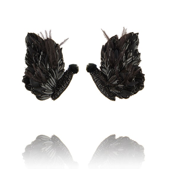 Black Butterfly Clip-on Earrings Black Statement Earrings | Etsy