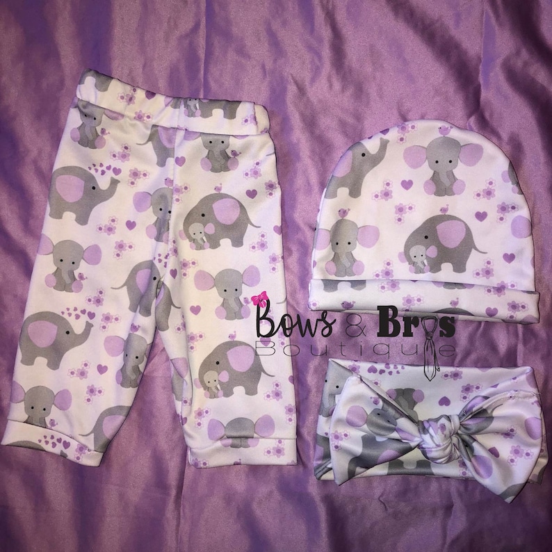 Monthly Onesie Baby Girl Outfit Set Baby Coming Home Outfit Purple Elephant Outfit Hospital Outfit Newborn Outfit Available Up To 24 Mo.