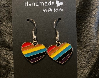 Rainbow heart earrings