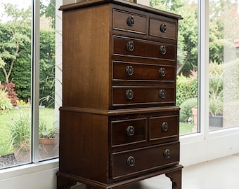 Mini cajonera vintage de caoba, atribuida a Lysberg Hansen Terp, danesa, con 8 cajones.