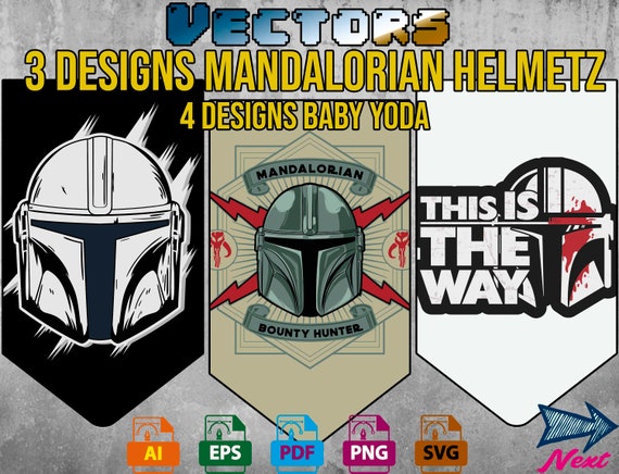 Download 3 Designs Mandalorian Helmetz 4 Designs Baby Yoda Mandalorian Etsy