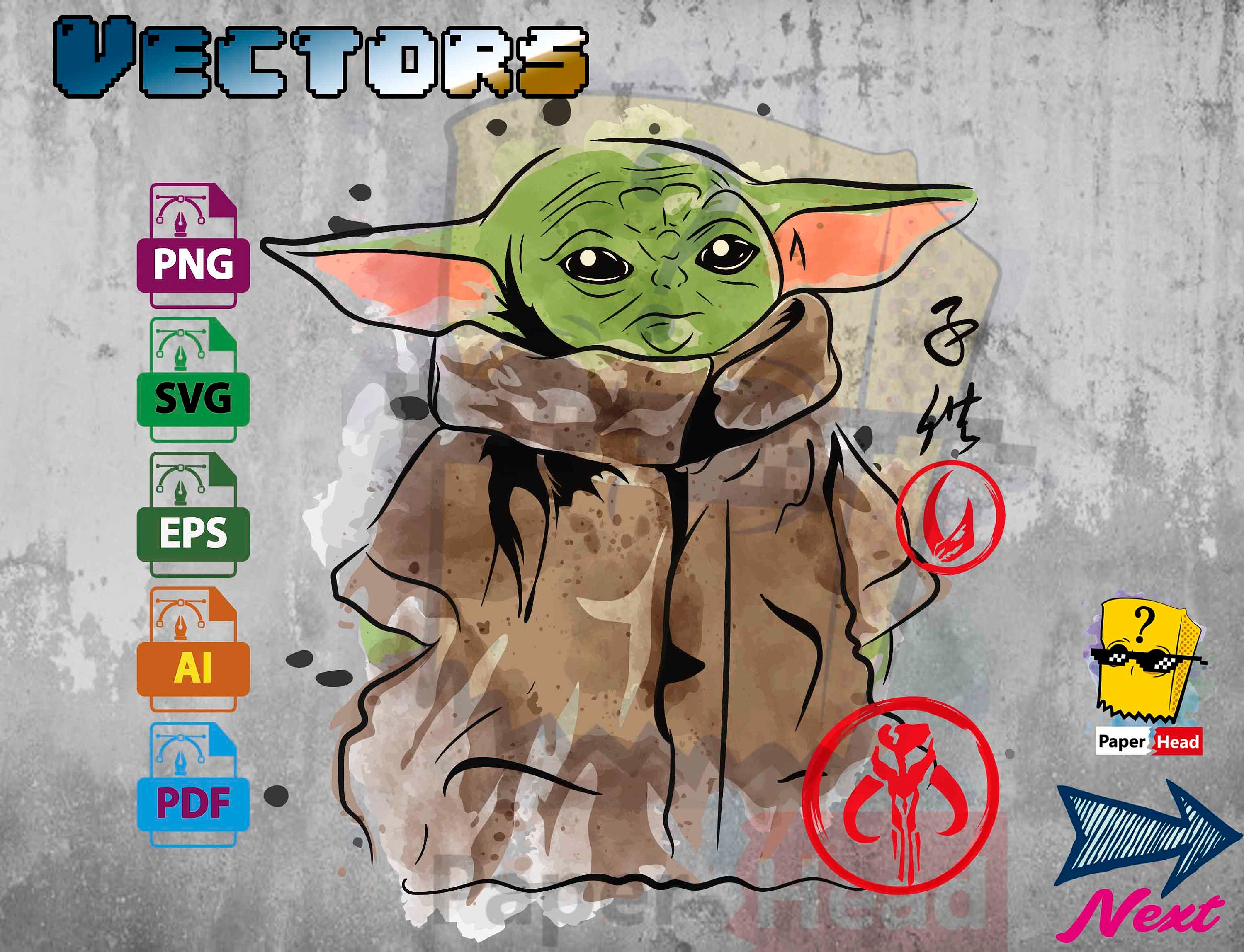 Download 4 diseños Baby Yoda Mandalorian svg cricut png vector | Etsy