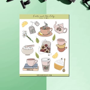 Tea Time Sticker Sheet, Bullet Journal Stickers, Planner Stickers, Scrapbook Stickers
