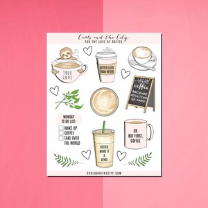 For the Love of Coffee Sticker Sheet, Bullet Journal Stickers, Planner Stickers, Caffeine Addict Stickers