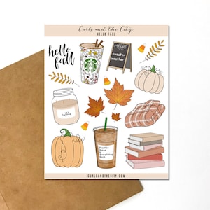 Hello Fall Sticker Sheet, Autumn Stickers, Bullet Journal Stickers, Planner Stickers, Scrapbook Stickers