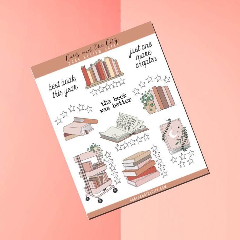 Book Review Sticker Sheet Bullet Journal Stickers Planner Etsy
