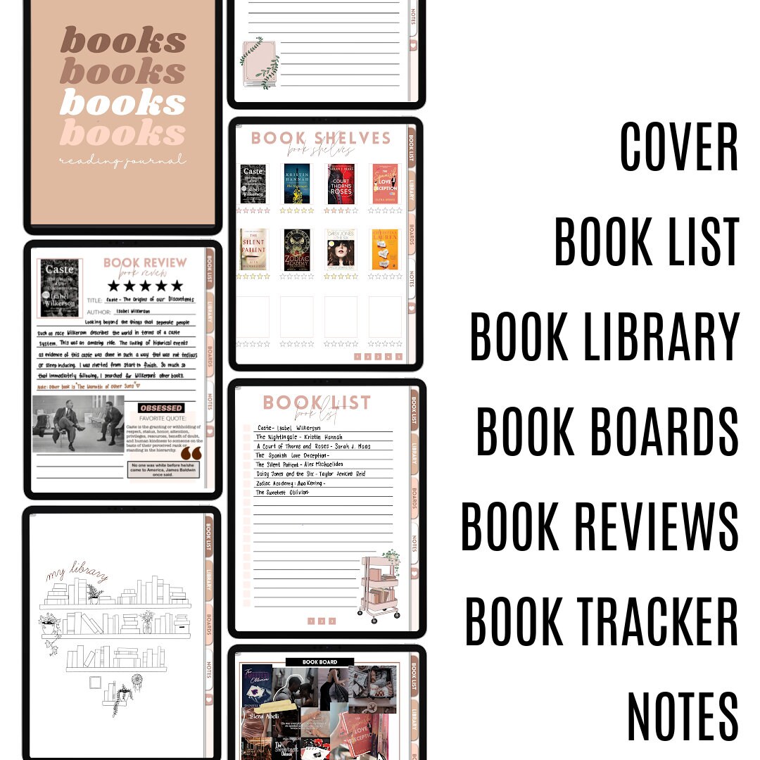 Digital Book Journal Goodnotes Reading Journal Etsy