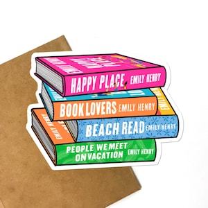 Happy Place Book Stack Sticker