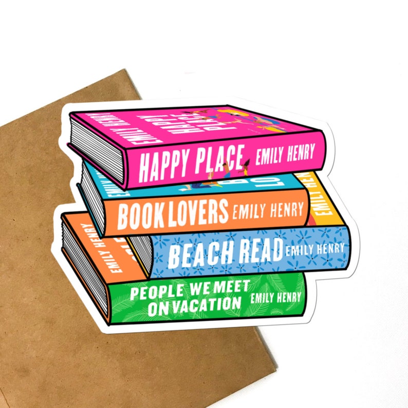 Happy Place Book Stack Sticker image 1