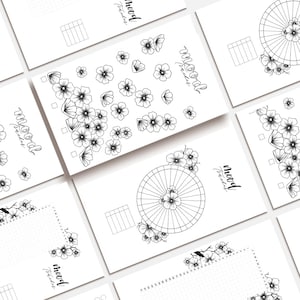 Pagine del pianificatore floreale Mood Tracker, formato lettera, mezza lettera, A5, pianificatore felice classico, mini pianificatore felice