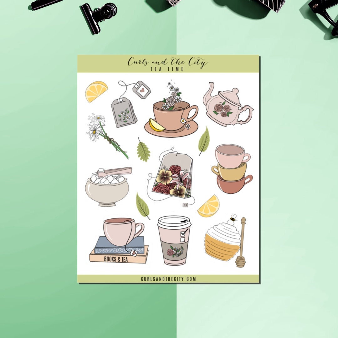Tea Time Sticker Sheet: Cozy Planner Stickers - Etsy