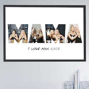 Collage photo numérique imprimable personnalisé MAMA, cadeau unique personnalisé pour la fête des mères, cadeaux d'anniversaire, affiche d'art mural pour maman, cadeau pour elle
