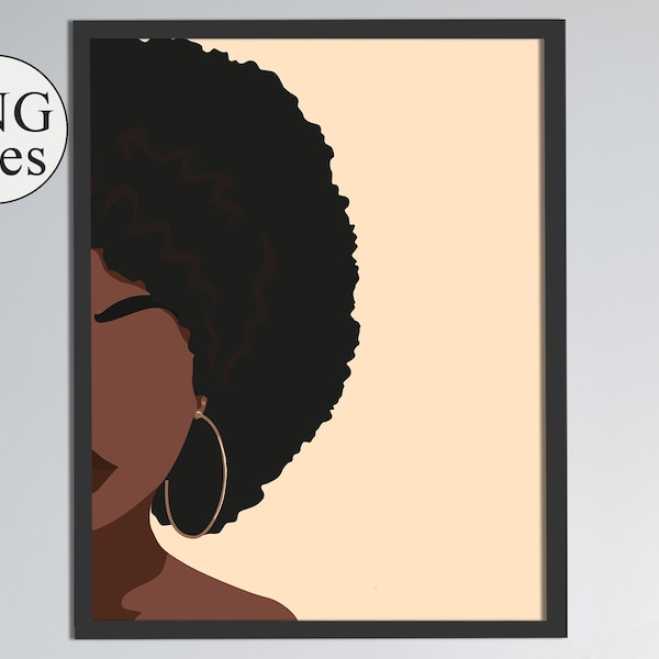 Black Woman Wall Art, Black Art Poster, Afro Girl Wall Art, Digital Download, Art Gallery Wall Art, Painting Art, Living Room Art Print