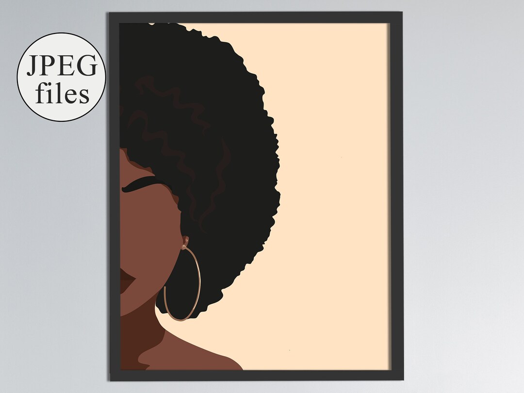 Black Woman Wall Art, Black Art Poster, Afro Girl Wall Art, Digital