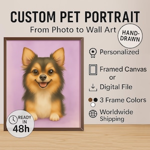 Personalised Dog Portrait, Custom Pet Portrait from Photo, Dog Lover Gift, Pet Memorial Gift, Pet Loss, Custom Pet Wall Art, Pet Gift Ideas