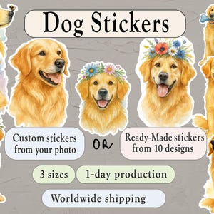 Custom Pet Bubble-free Sticker from Photo or Ready-Made Dog Stickers Waterproof Vinyl, Glossy Finish, Personalized Animal Gift for Pet Lover