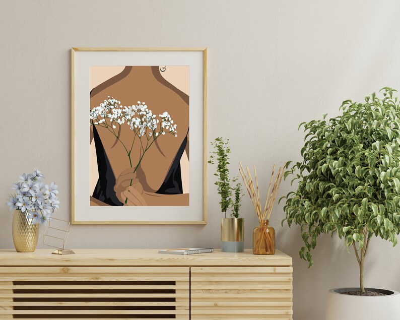 Black Woman Floral Digital Printable Art PNG Female Flower - Etsy