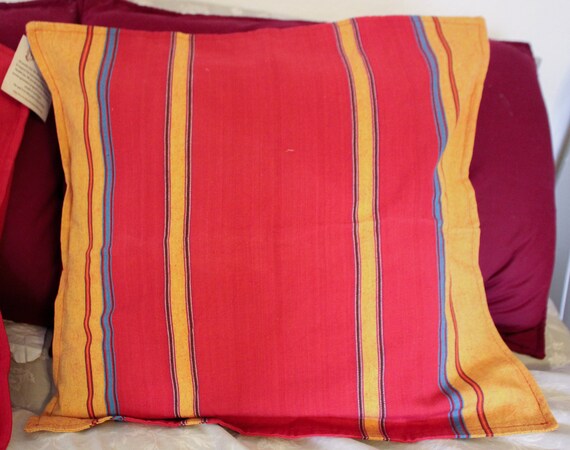 Boho Striped Color Block Pillow Cover Kantha Fabric Throw Pillow