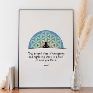 Rumi ”beyond right and wrong” quote digital print, quotes about life wall art illustration