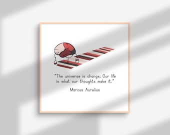 Lámina con cita de Marco Aurelio, arte mural de filosofía estoica (descarga digital)