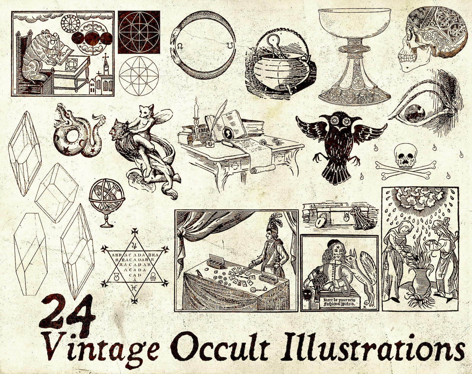 24 Vintage Occult Illustrations Vector & PNG Etsy