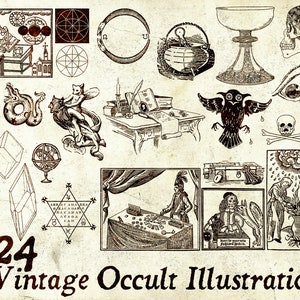 24 Vintage Occult Illustrations - Vector & PNG
