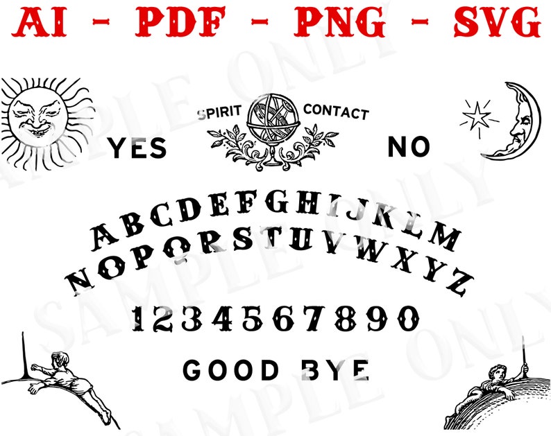 Printable Spirit Board / Ouija Template pdf svg png ai Etsy Printable Spirit Board / Ouija Template pdf svg png ai Etsy