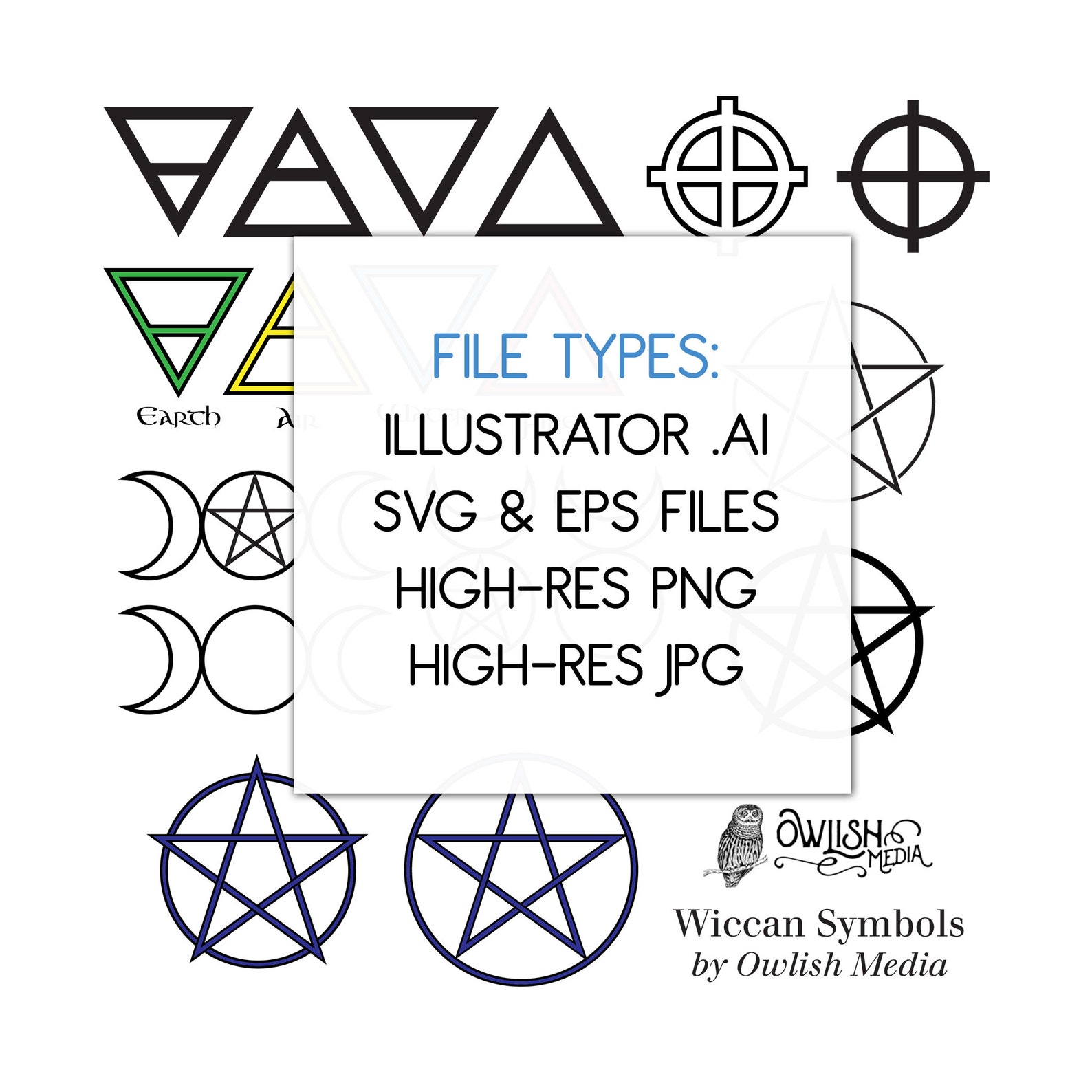 Wiccan / Pagan Symbols Clip Art Vector - Etsy
