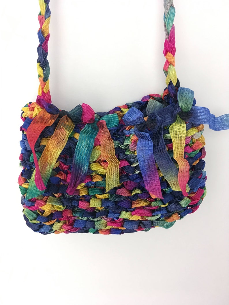 Rainbow Ties Crochet Pouch
