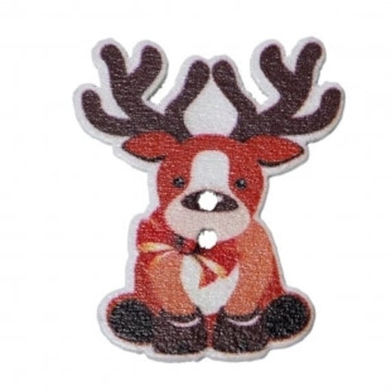 50PCs Dark Red Reindeer X-mas Wooden Button 2-hole Sewing Decoration 25x21mm 