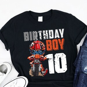 Dirt Bike Birthday 10 Shirt, 10 Year Old Boys B-day, Cute Dirt bike Matching birthday, Motocross lovers Shirt for Boy turning 10
