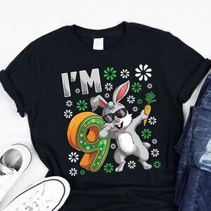 Bunny Birthday Shirt, 9 Year Old Kids B-day, Cute Bunny Matching birthday, Animal lovers, Shirt for Boys and Girls turning 9