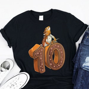 Bearded dragon 10th Birthday Shirt, Tank, Hoodie, Funny Small Animal Bearded dragon theme lovers Birthday Gifts for kids turning 10